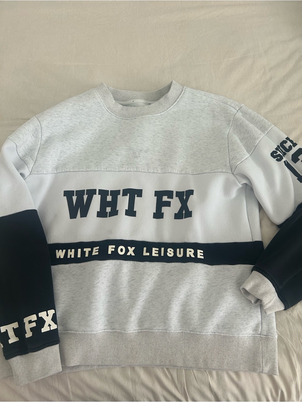 White Fox Color Block Crewneck Sweatshirt